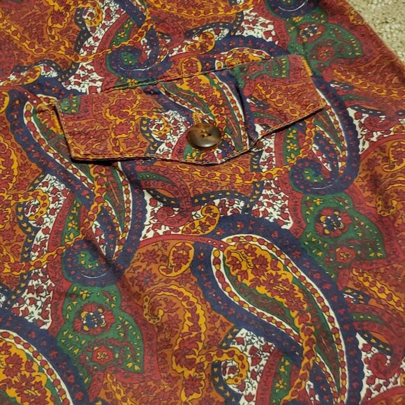 Vintage GAP Paisley Parachute Pants Women's 3/4 Retro Made in Hong Kong 80s 90s - Picture 6 of 9